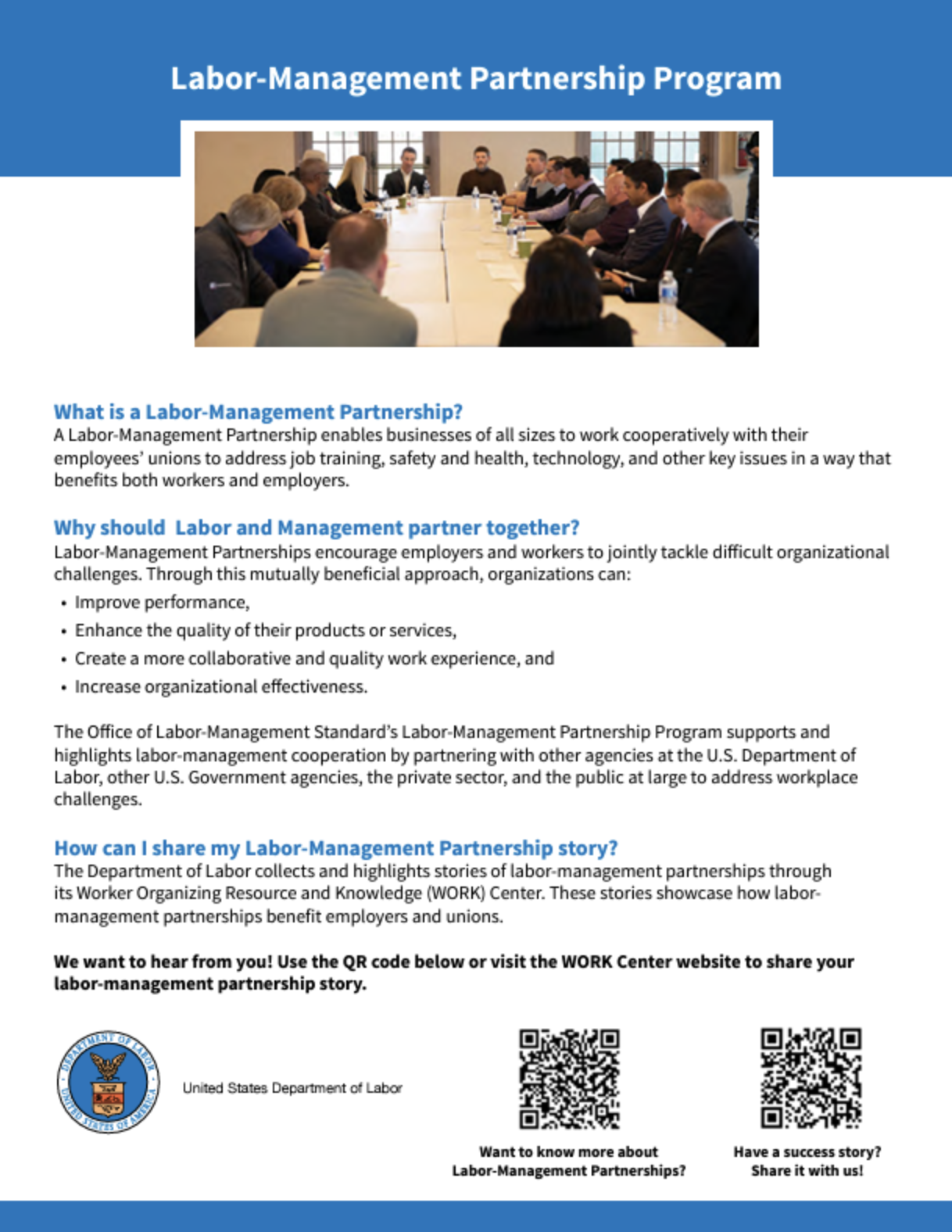 Labor Management Partnership Program factsheet